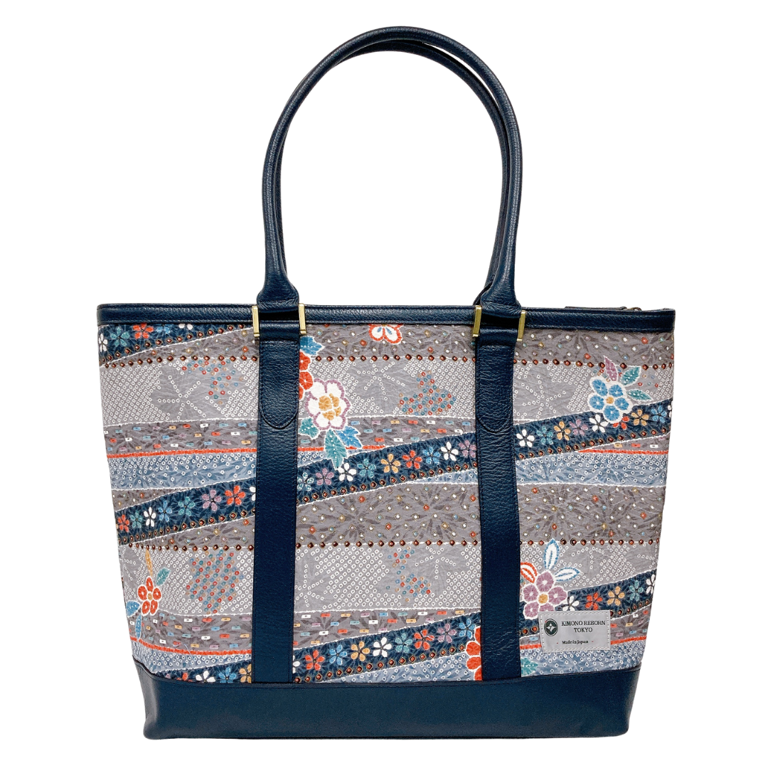 Kimono Leather Tote bag 038 Navy