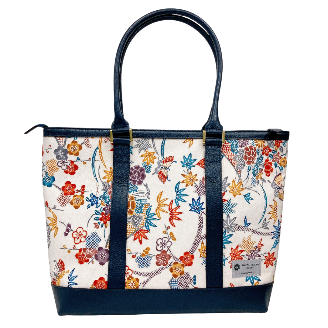 Kimono Leather Tote bag 044 Navy