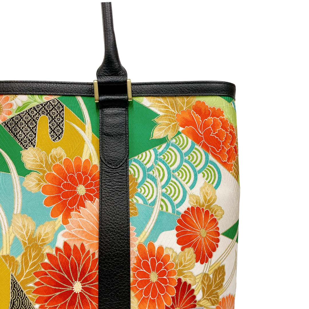 Kimono Leather Tote bag 043 Black