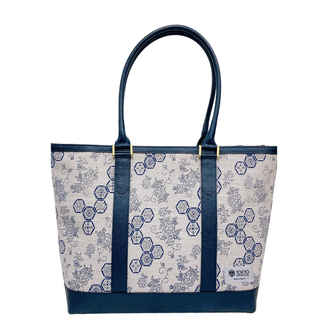 Kimono Leather Tote bag 055 Navy