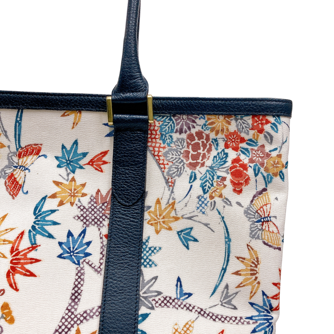 Kimono Leather Tote bag 044 Navy