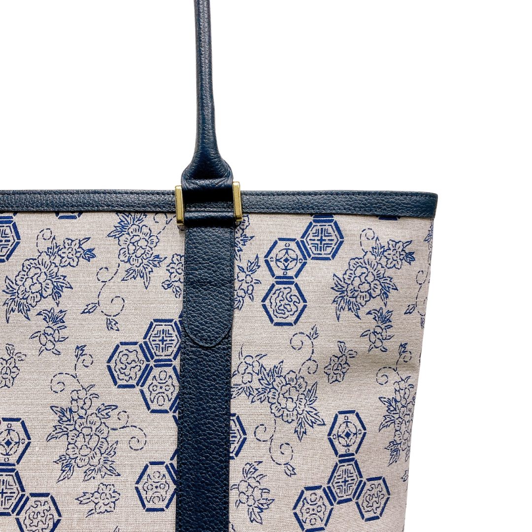 Kimono Leather Tote bag 055 Navy