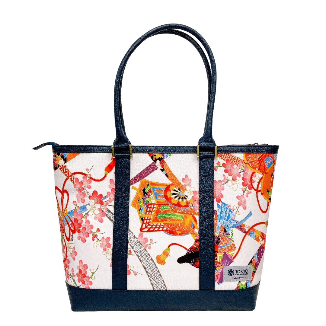 Kimono Leather Tote bag 054 Navy