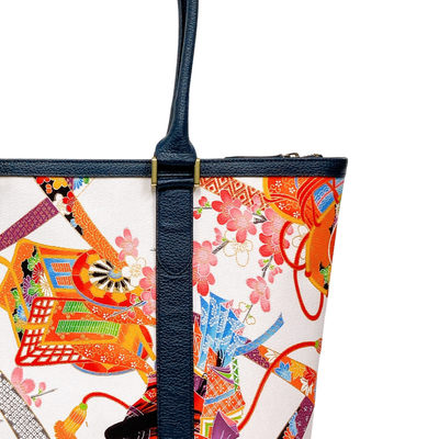 Kimono Leather Tote bag 054 Navy