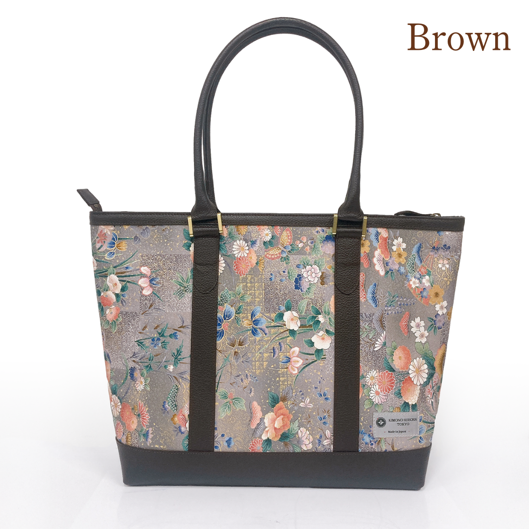 Kimono Leather Tote bag 001 Brown