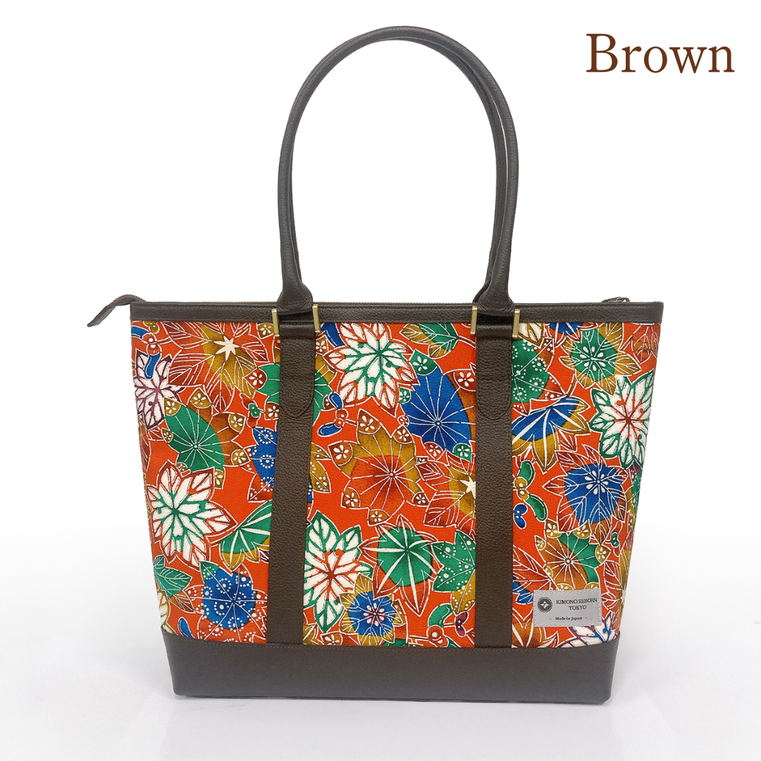 Kimono Leather Tote bag 002 Brown