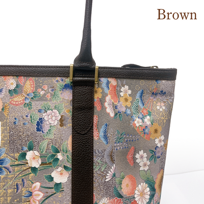 Kimono Leather Tote bag 001 Brown