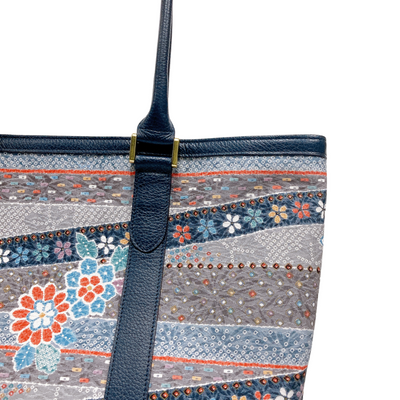 Kimono Leather Tote bag 038 Navy