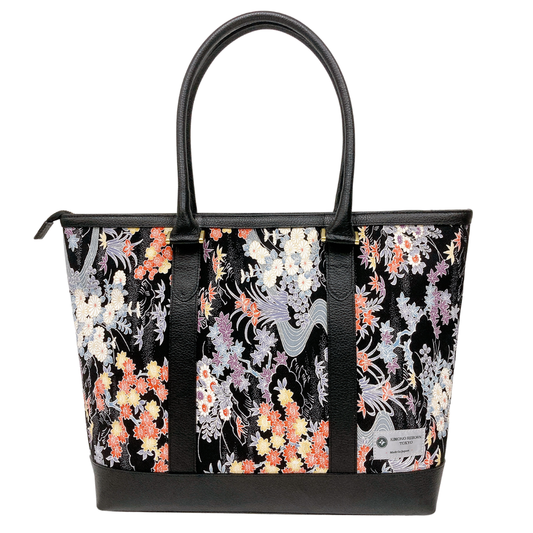 Kimono Leather Tote bag 027 Black