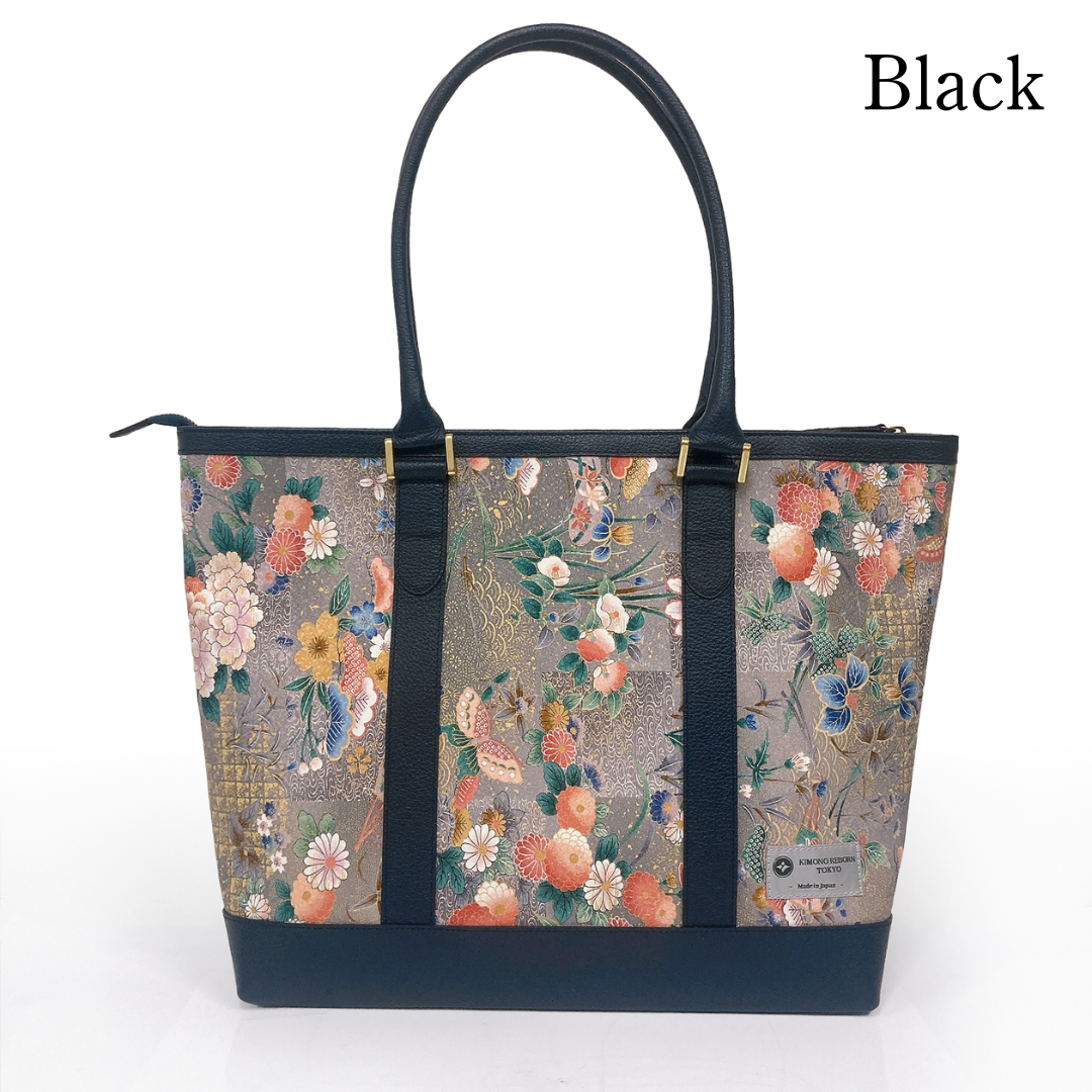 Kimono Leather Tote bag 001 Black