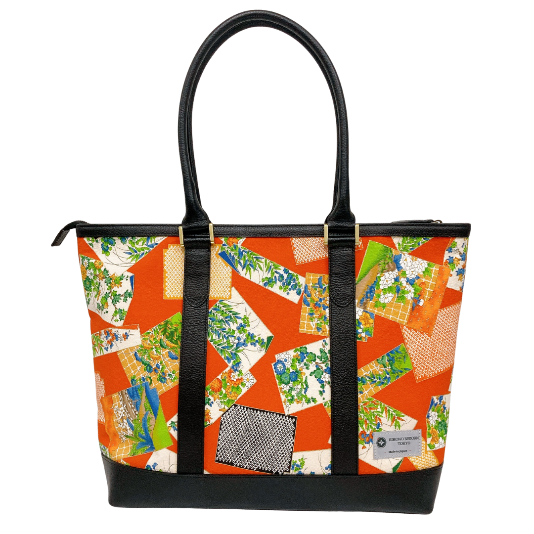 Kimono Leather Tote bag 046 Black