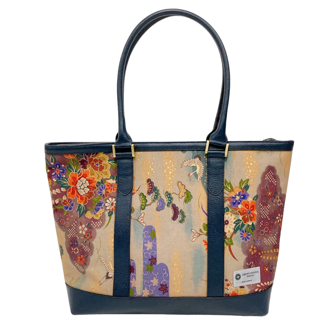 Kimono Leather Tote bag 030 Navy