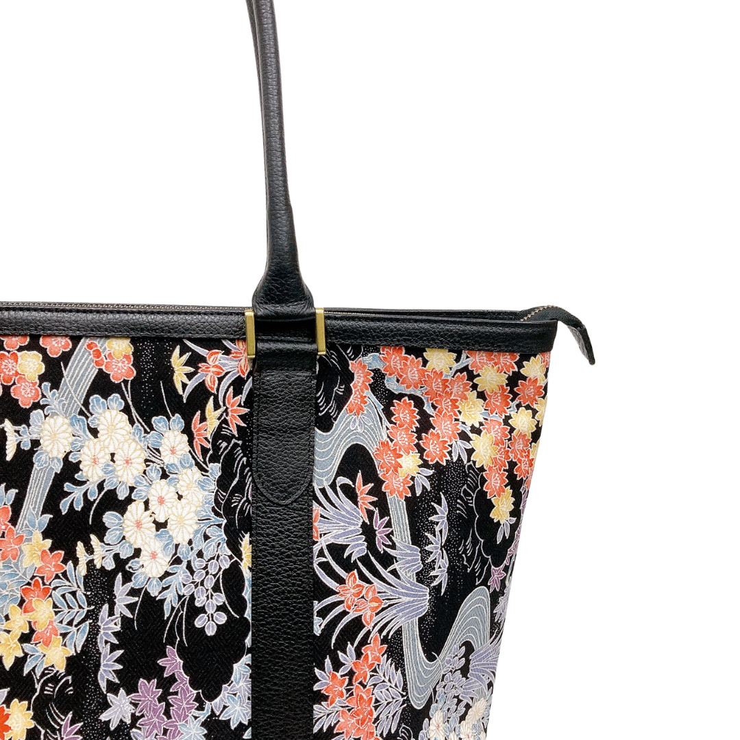 Kimono Leather Tote bag 027 Black