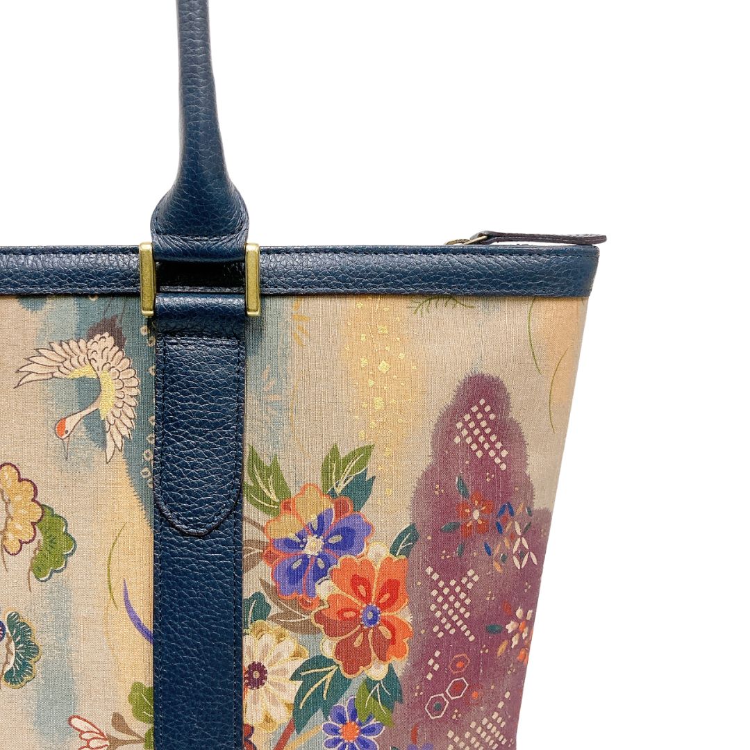 Kimono Leather Tote bag 030 Navy