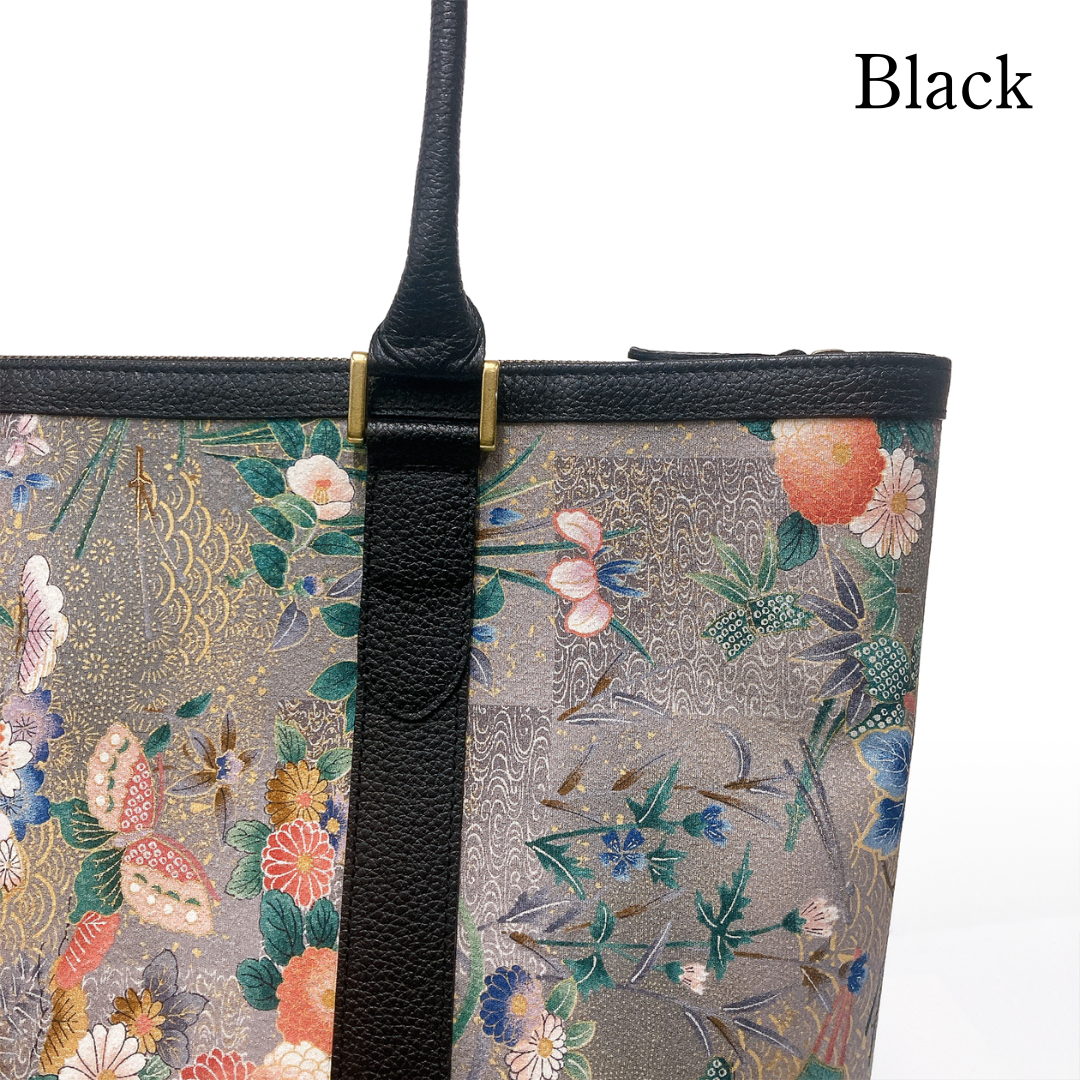 Kimono Leather Tote bag 001 Black