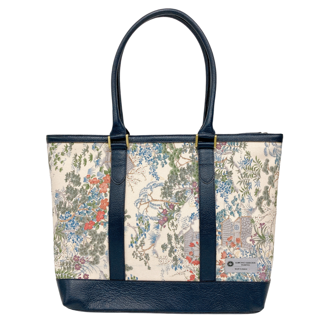 Kimono Leather Tote bag 031 Navy