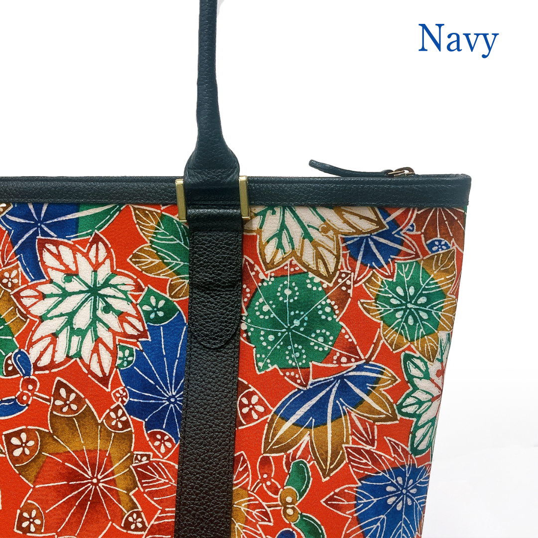 Kimono Leather Tote bag 002 Navy