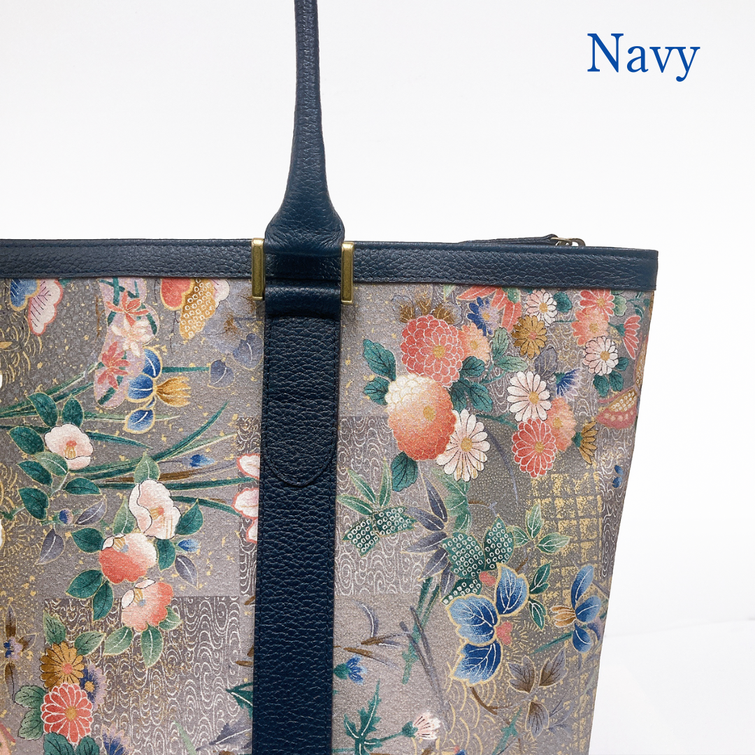 Kimono Leather Tote bag 001 Navy