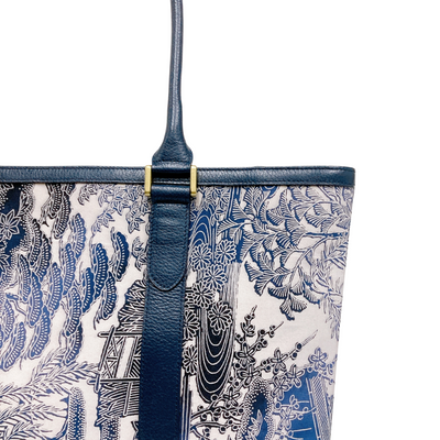 Kimono Leather Tote bag 047 Navy