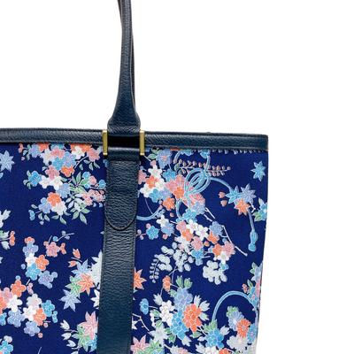 Kimono Leather Tote bag 040 Navy