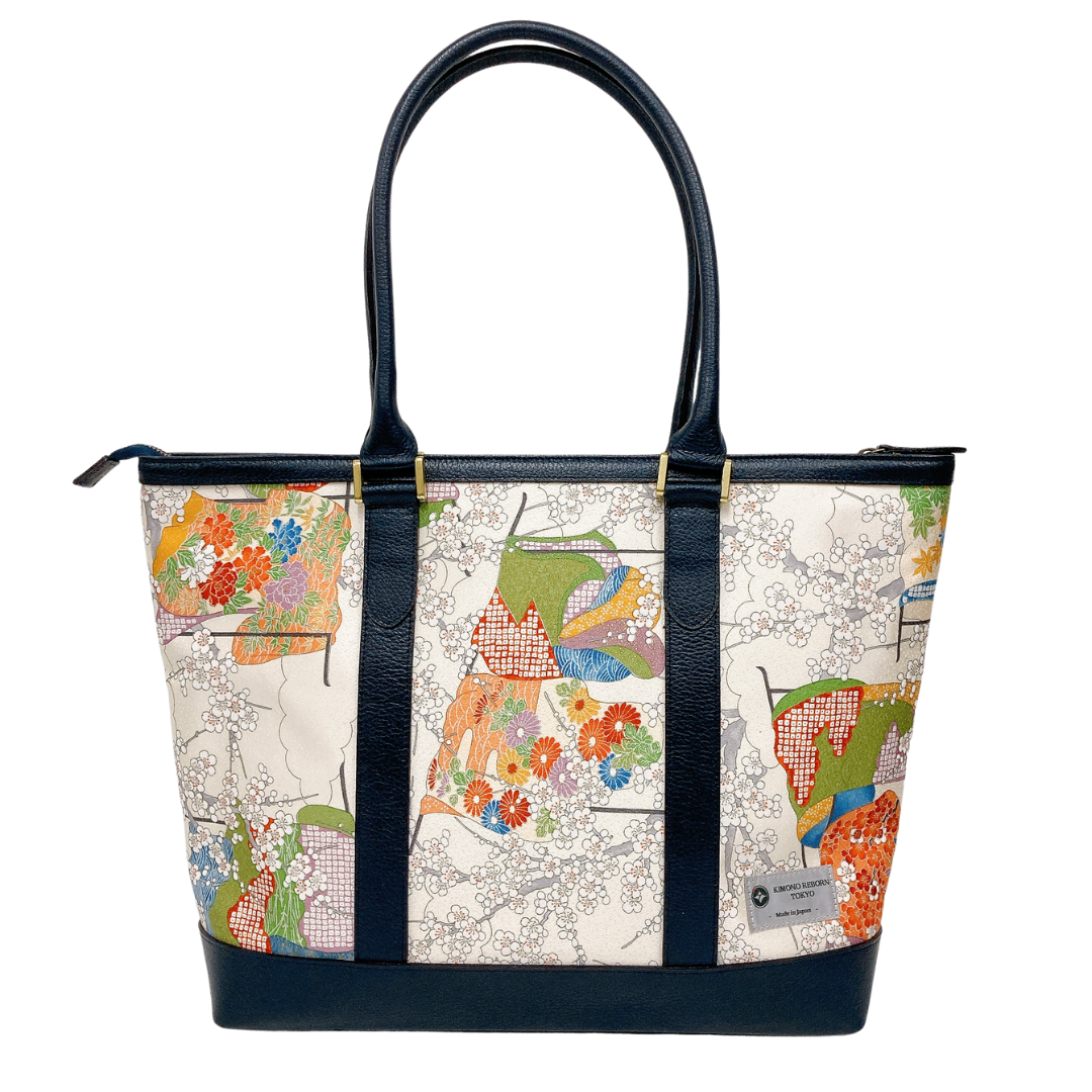 Kimono Leather Tote bag 032 Navy