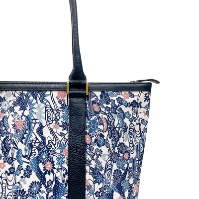 Kimono Leather Tote bag 028 Navy
