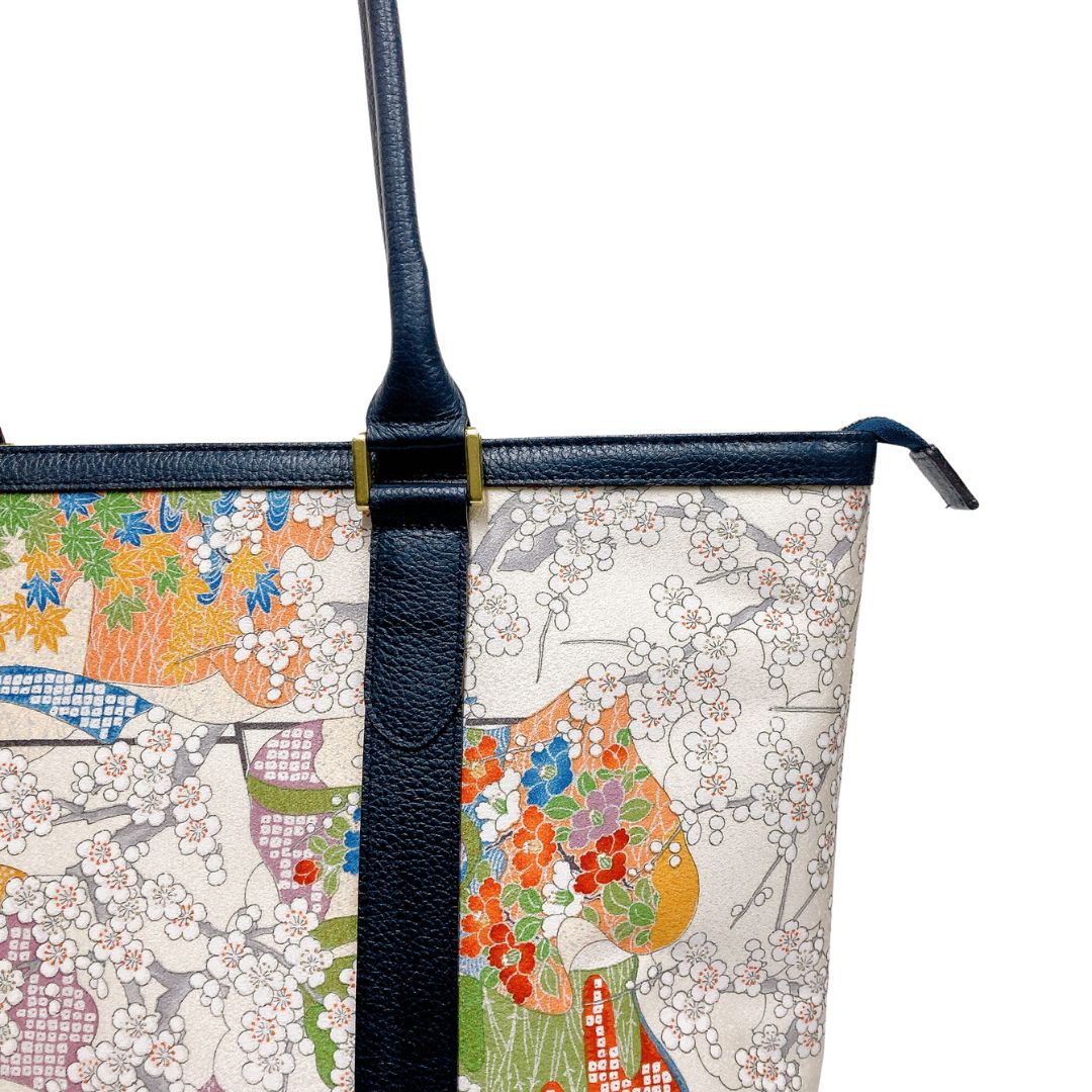 Kimono Leather Tote bag 032 Navy