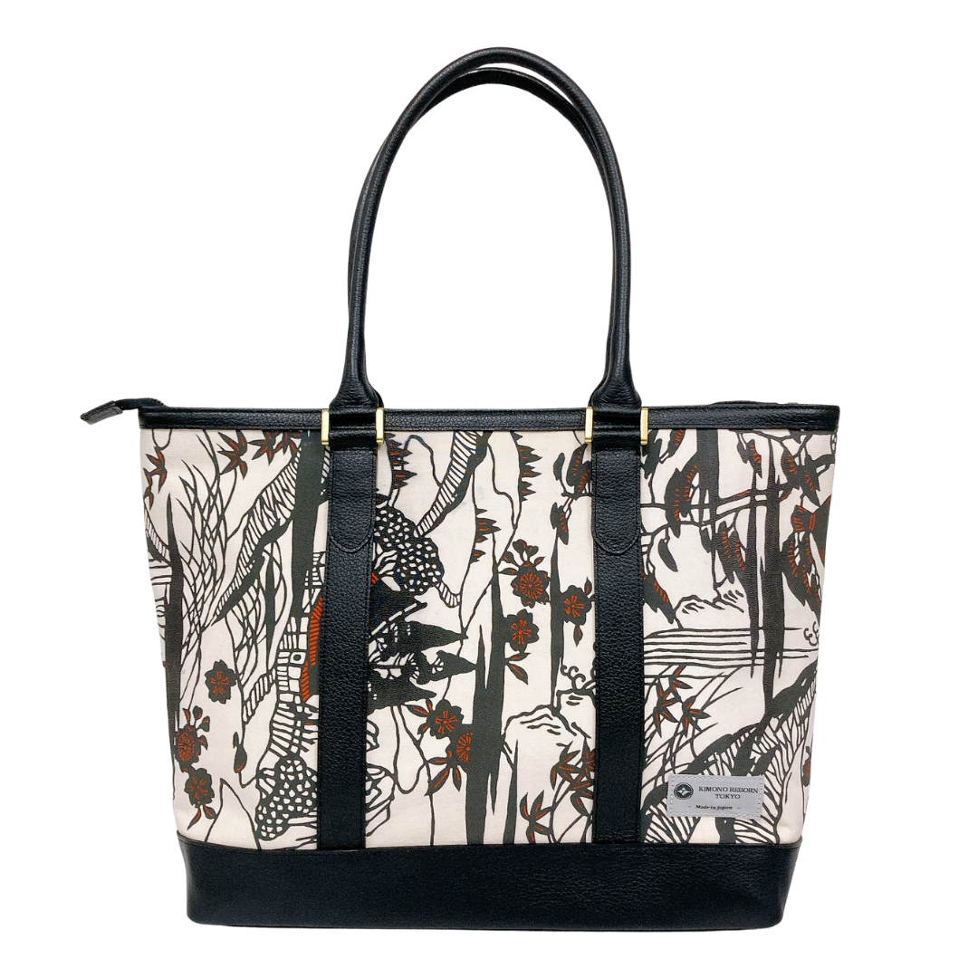 Kimono Leather Tote bag 049 Black