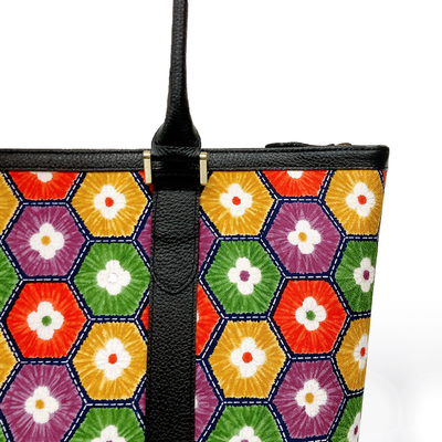 Kimono Leather Tote bag 015 Black
