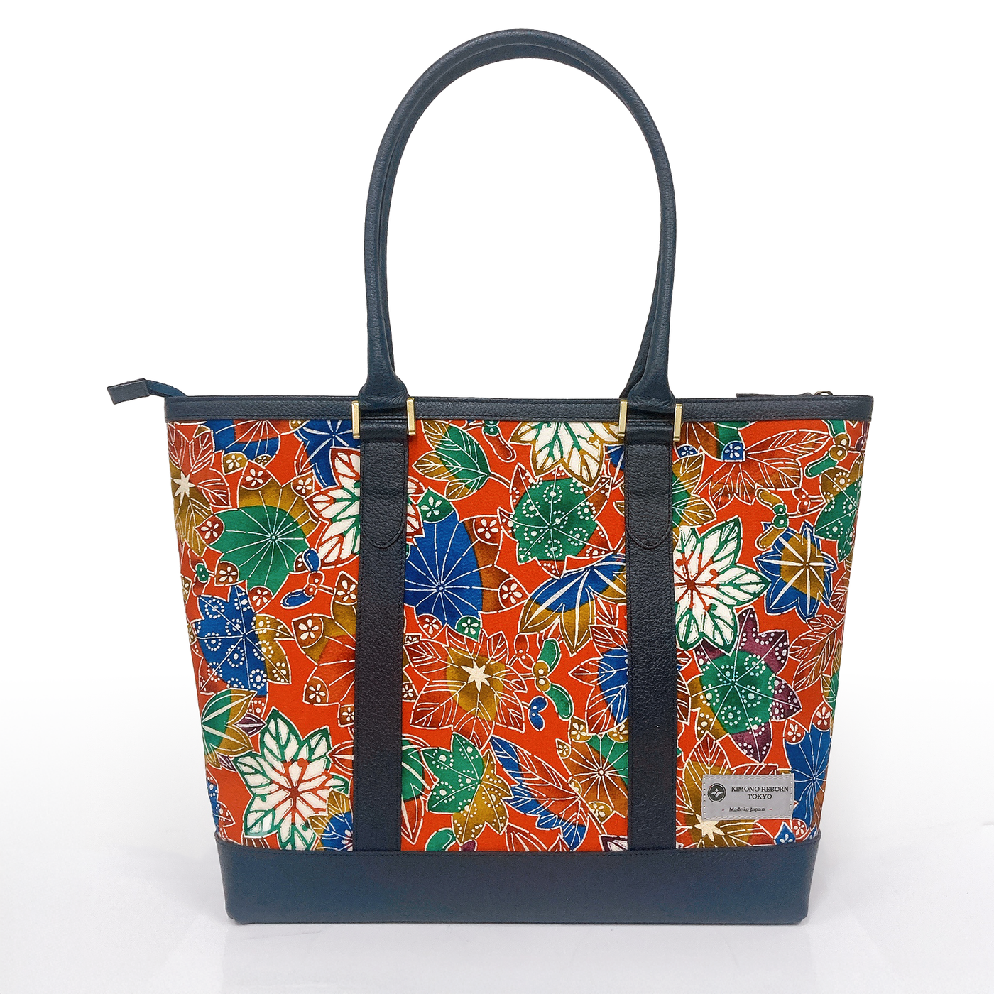 Kimono Leather Tote bag 002 Navy