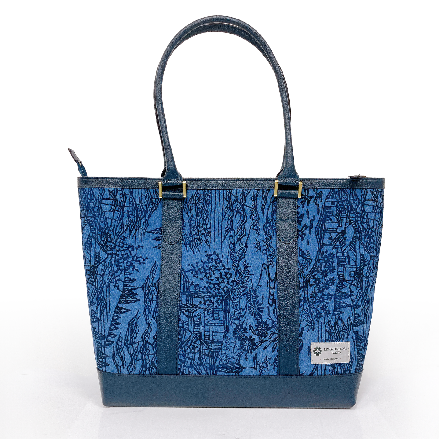 Kimono Leather Tote bag 003 Navy