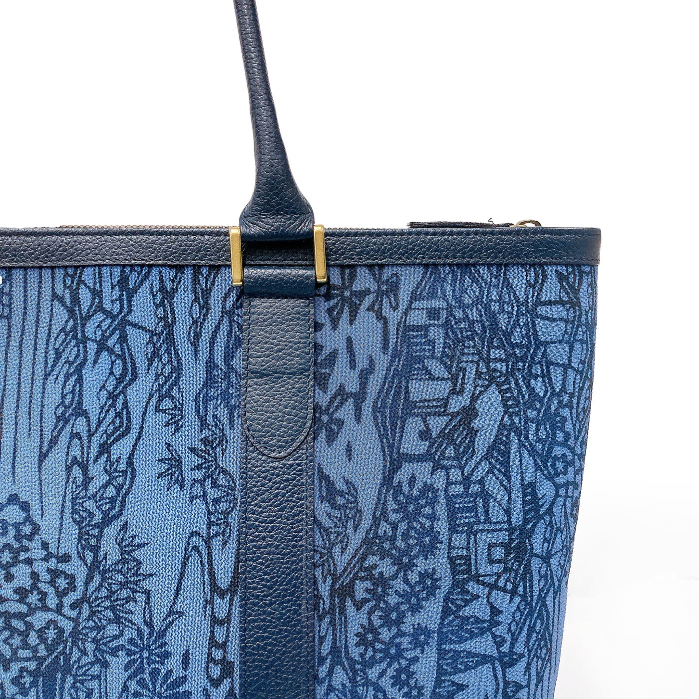 Kimono Leather Tote bag 003 Navy